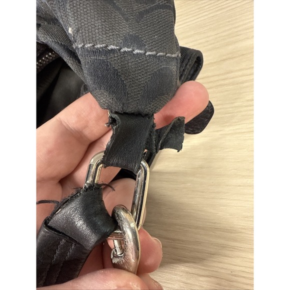 COACH Authentic Black & Silver Monogram Handbag Satchel Purse 23279 Slouchy - Picture 11 of 12